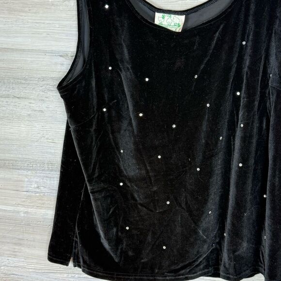 Quacker Factory Black Velvet Tank Top with Embellishments - Picture 5 of 6